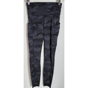 Lululemon Camo Leggings Black Knit Slim Women Size 4